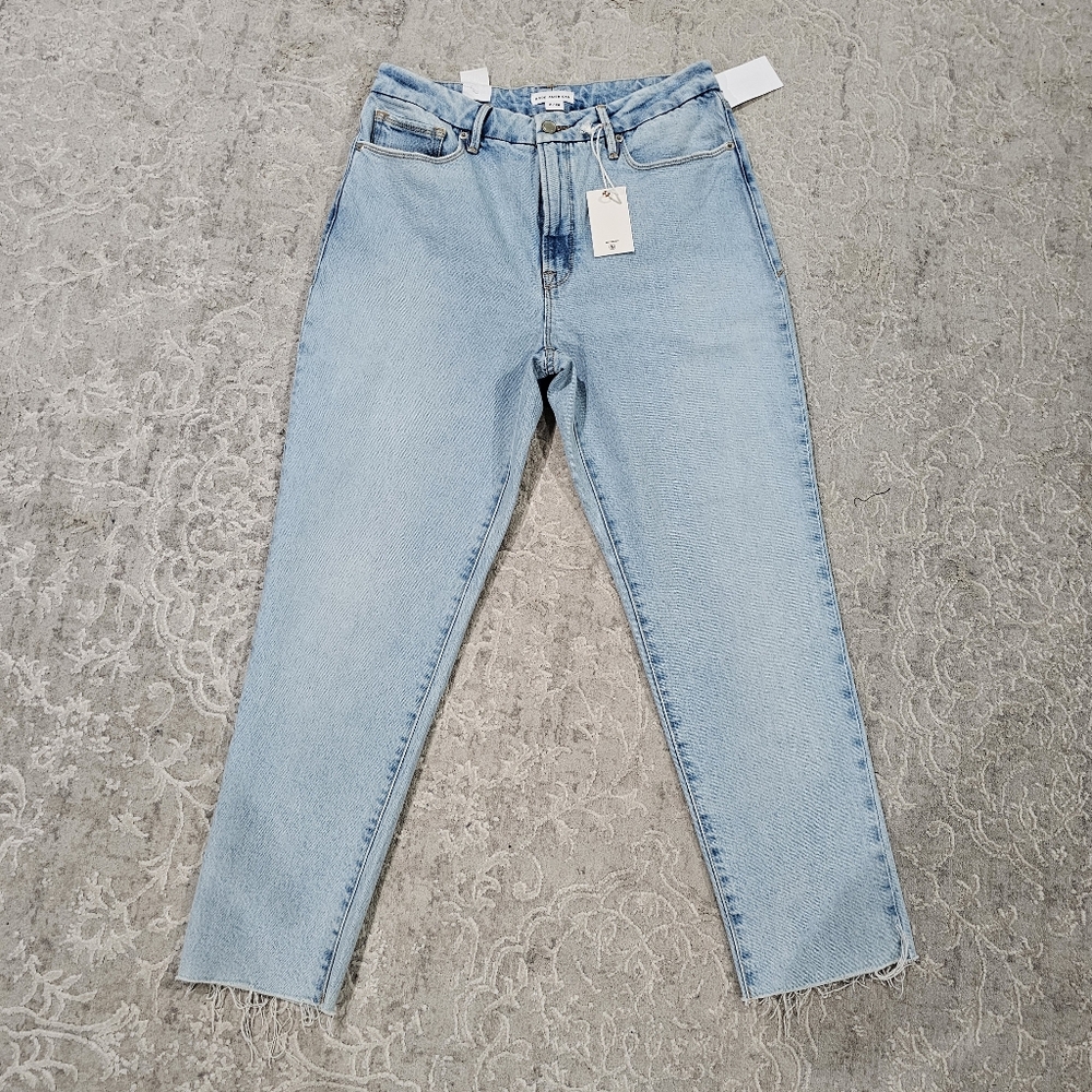 NWT Good American Cropped‎ Raw Hem High Waist Light Jeans size 6